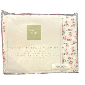 Garnet Hill Tea Roses Cotton Percale Twin Comforter Cover Cottagecore Shabby NEW